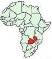 Map of Africa with Zambia Highlighted